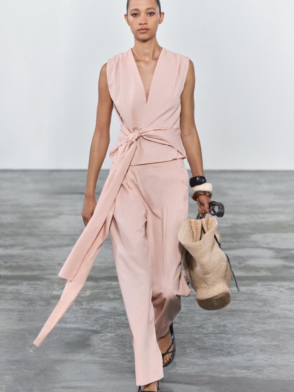 New Zara ZW Collection Poplin High Waist 100% Cotton Pastel Pink Pants Small